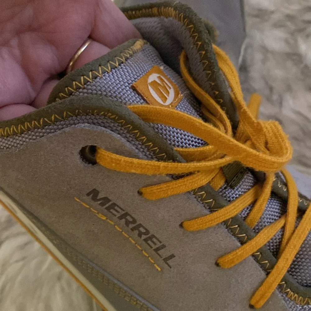 Merrell Gray with Mustard Accent Low-Top Sneakers